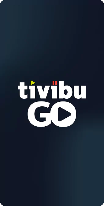 Siyah bir arka plan üzerinde Tivibu Go logosu